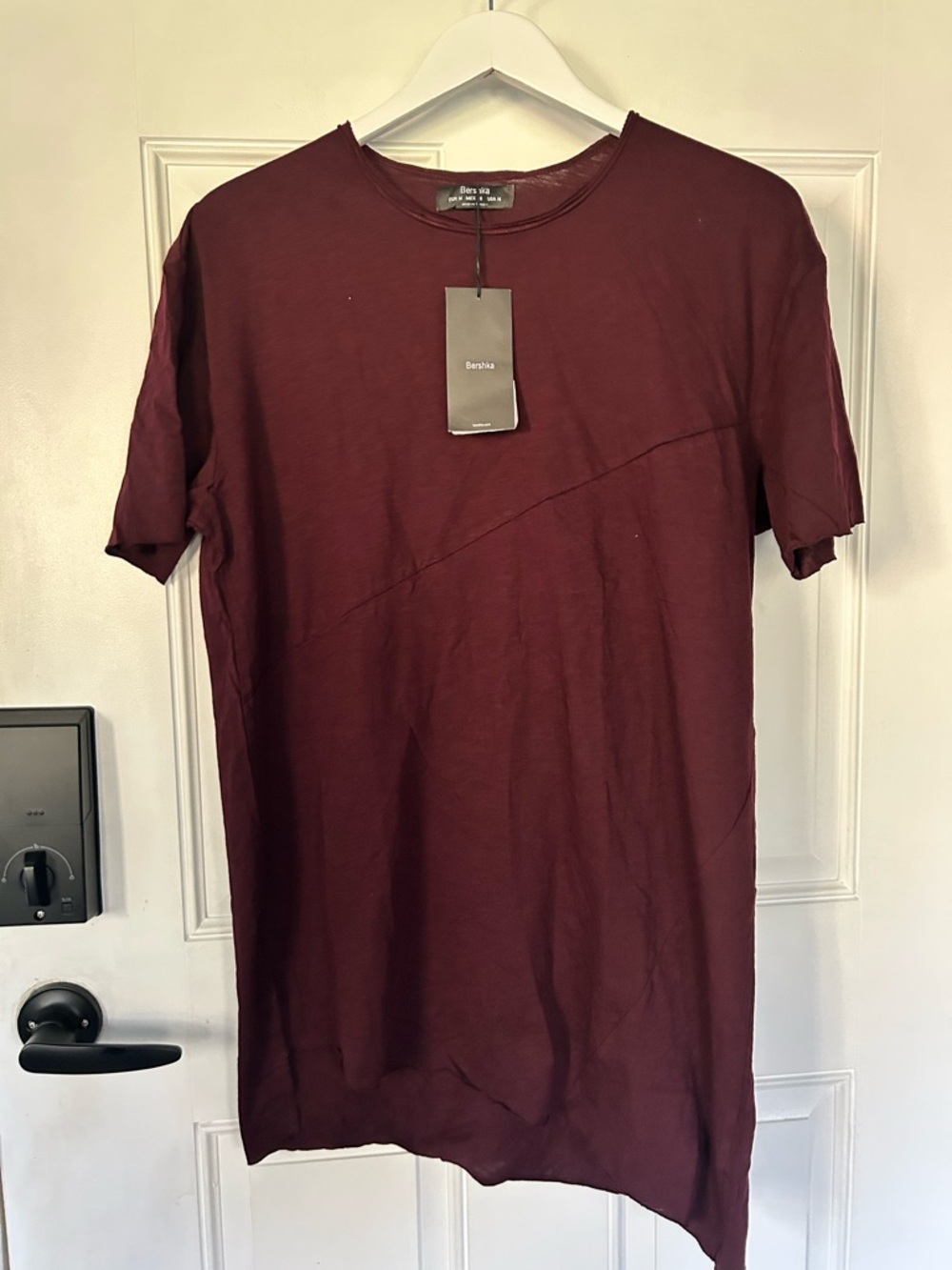Bershka Burgundy Asymmetric Hem Mini Dress